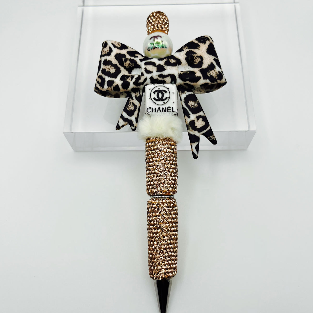 Black Quilted Beaded Ink Pen