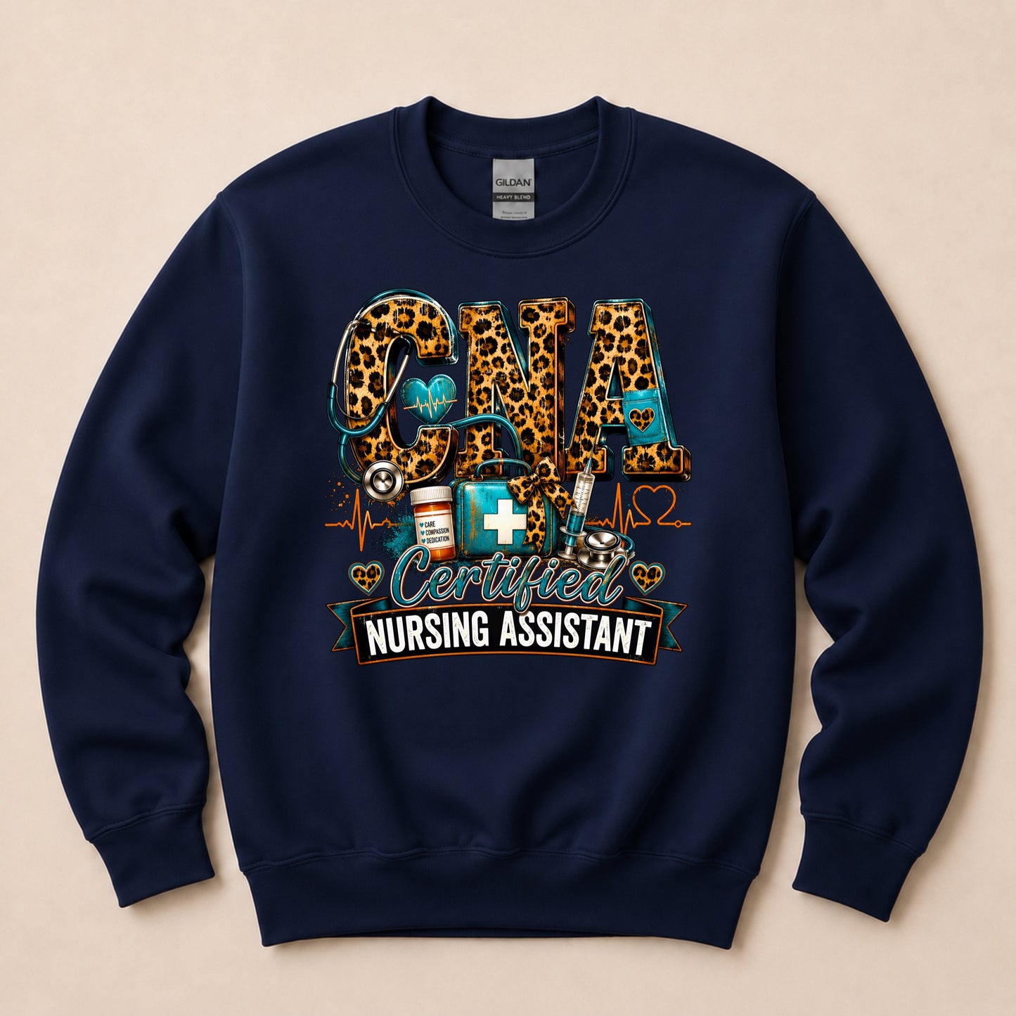 CNA Certified Nursing Assistant Leopard Design Sweater