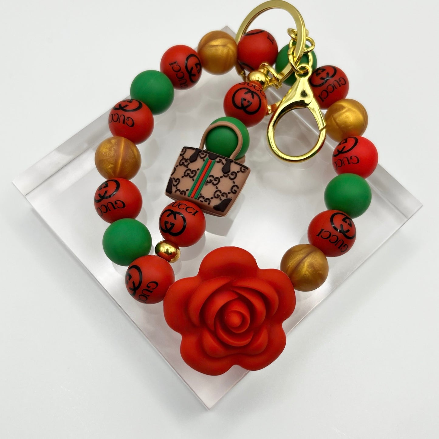 Fashion Themed Beaded Keychain Wristlet