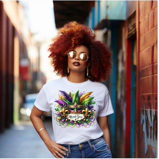 Jeweled Mask Mardi Gras Tee