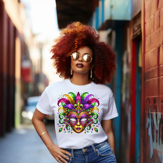 Festive Mardi Gras Mask Tee