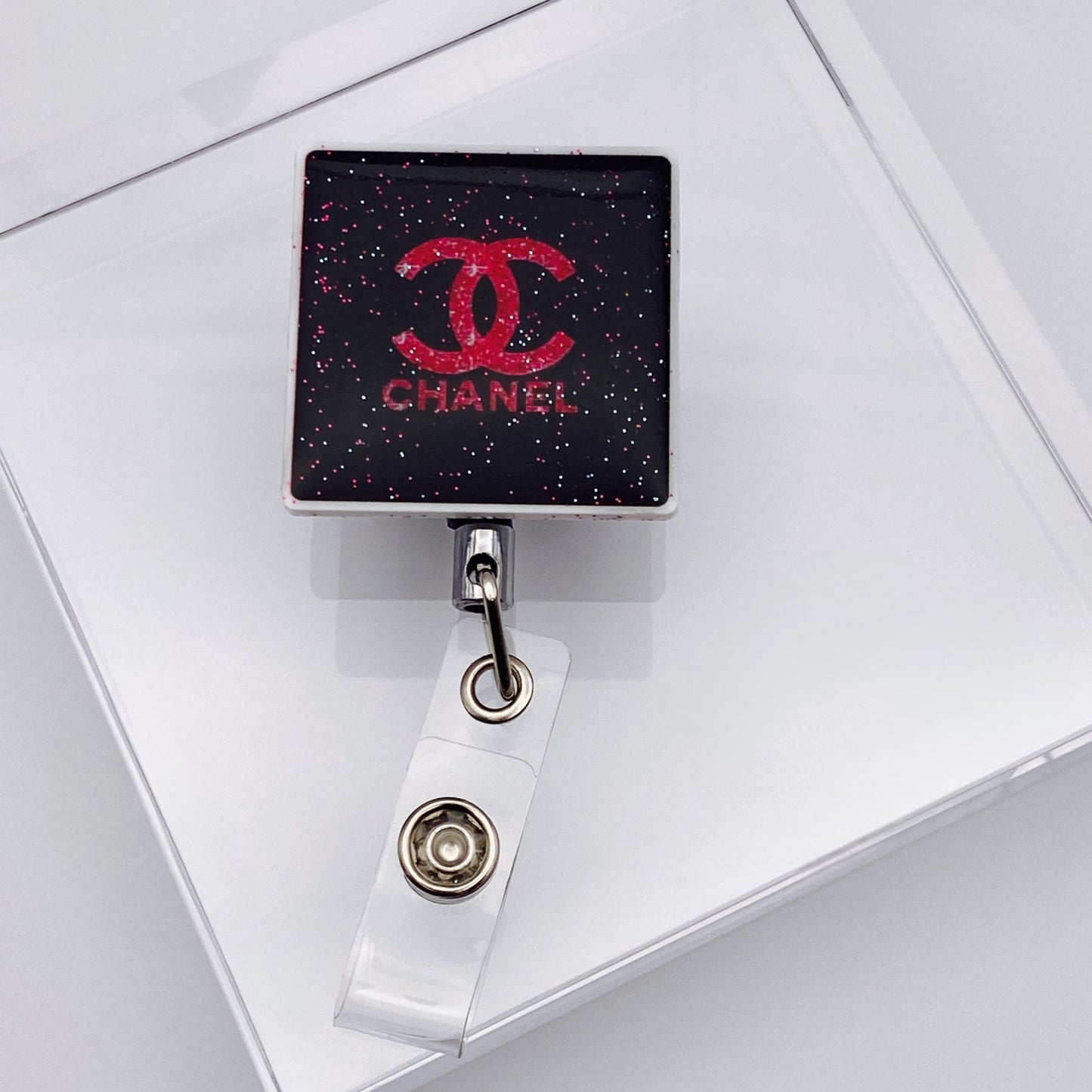 CHA’NEL Inspired Work Badge Holder/Retractable Reel - Joanell Creations