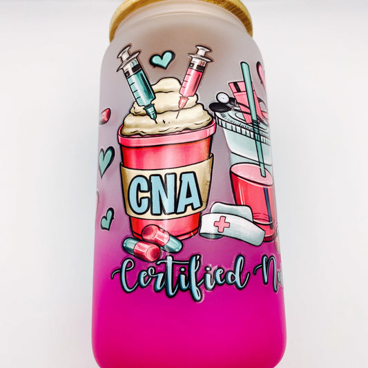 CNA 16oz GRADIENT GLASS CAN TUMBLER With (UVDTF) Wrap - Joanell Creations