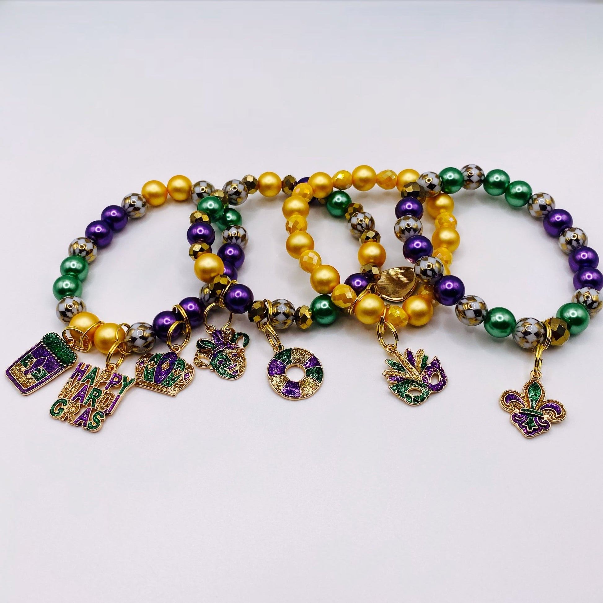 HAPPY MARDI GRAS 4pc Bracelet Set - Joanell Creations