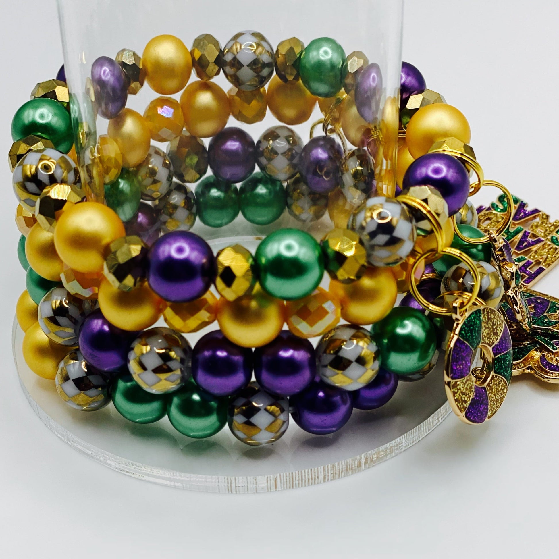 HAPPY MARDI GRAS 4pc Bracelet Set - Joanell Creations