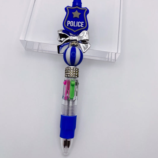 *New* Multi Color Police Beaded Ink Pen - Joanell Creations
