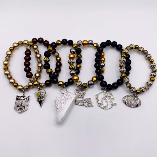 N.O. Saints 6pc Charm Bracelet Set - Joanell Creations