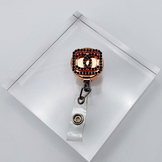 Rose Gold double C inspired Badge Holder/Retractable Reel - Joanell Creations