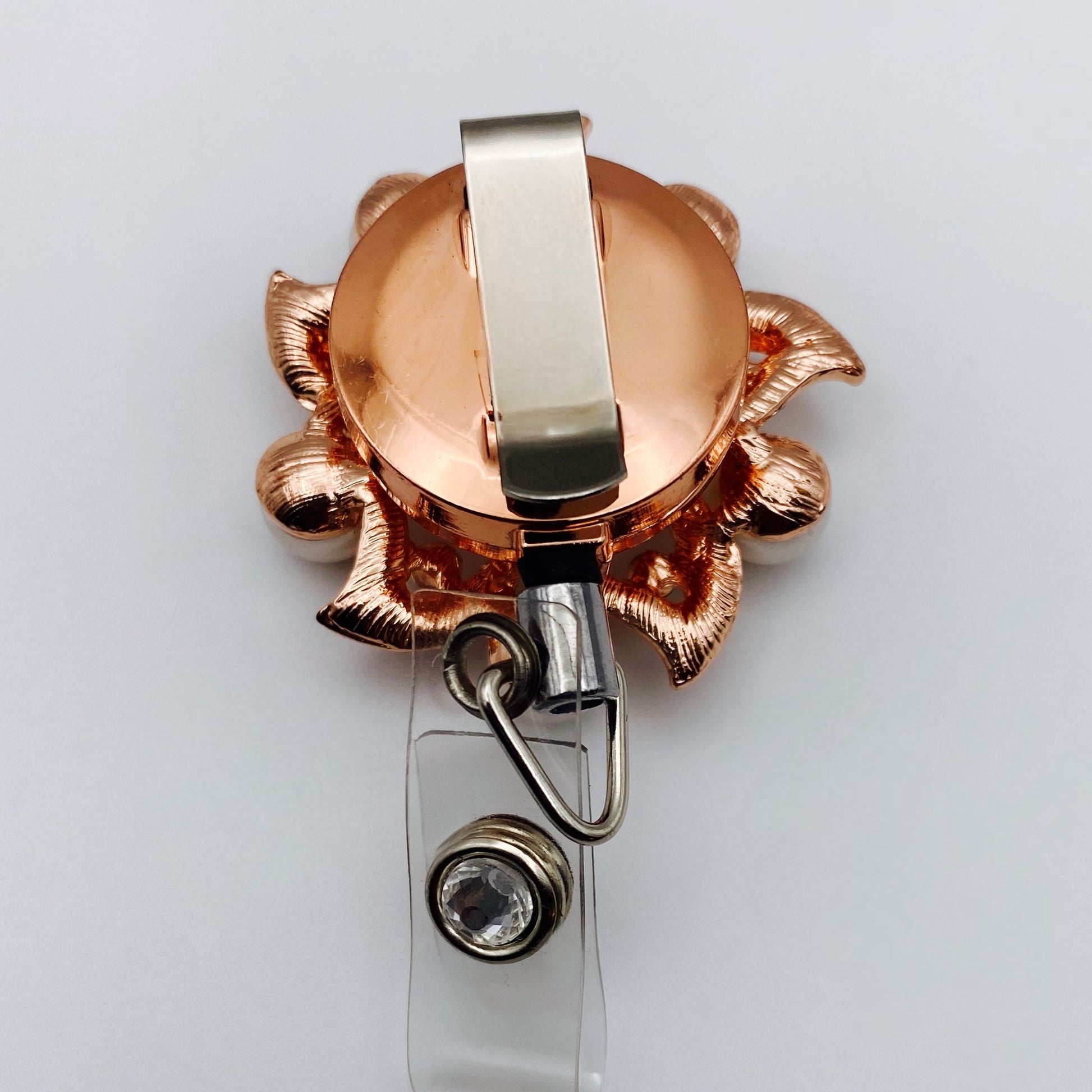 Rose Gold Floral Badge Holder - Joanell Creations