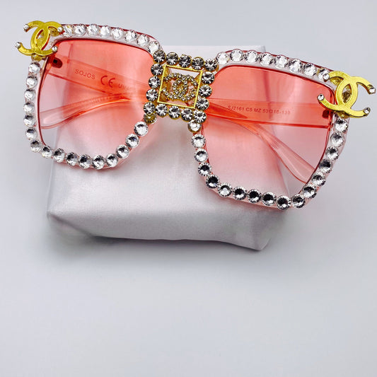 SHE READY! Pink Inspired Rhinestoned Sunglasses - Joanell Creations