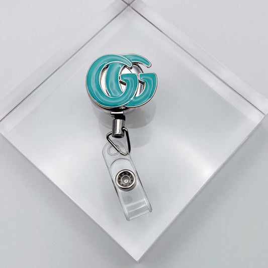 Teal Double G Inspired Work Badge Holder - Joanell Creations